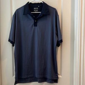 Adidas Climacool Men Blue thin striped Polo Shirt short sleeve colorblock size L